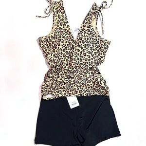 Lime Ricki Leopard and Black One-Piece Swimsuit